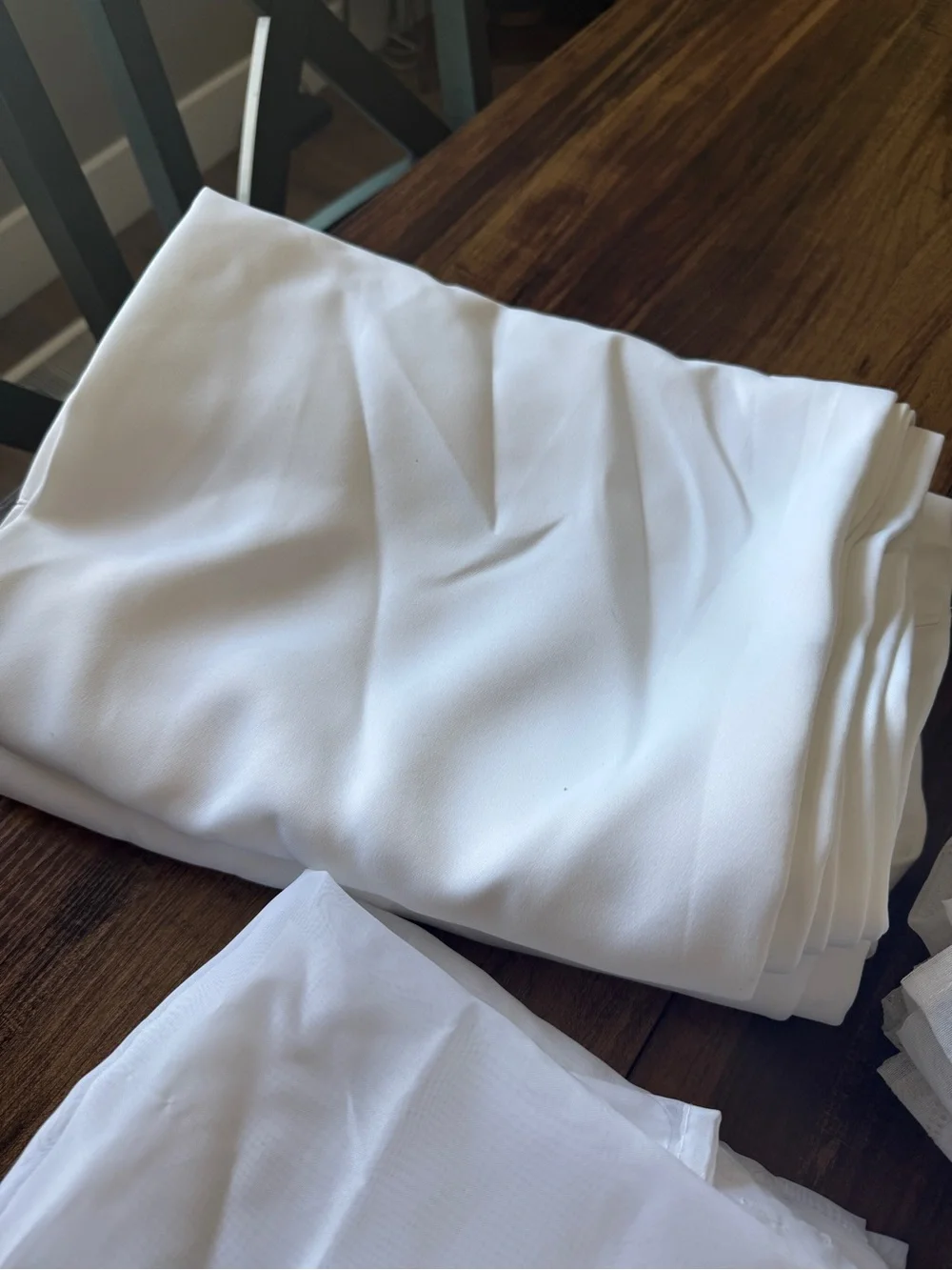 Elegant White Curtains Set- full wall worth, solid sheer and accented 12 panels